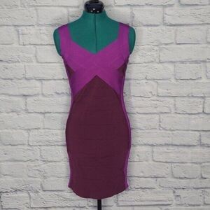 NWT express Women's Color blocked knit bodycon mini summer dress Sz M